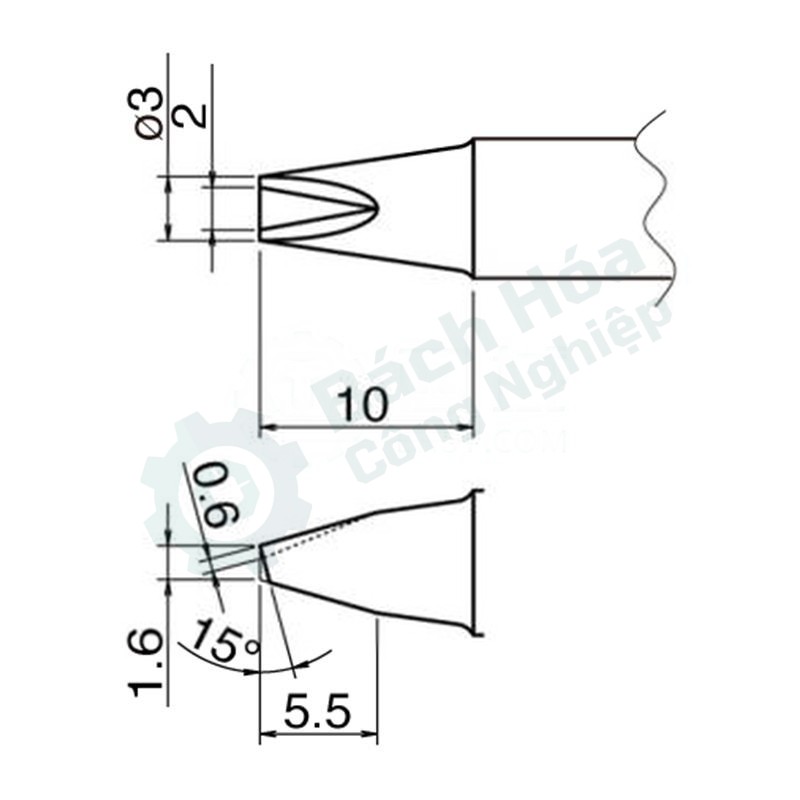 Đầu mỏ hàn (tip) HAKKO T20-1610
