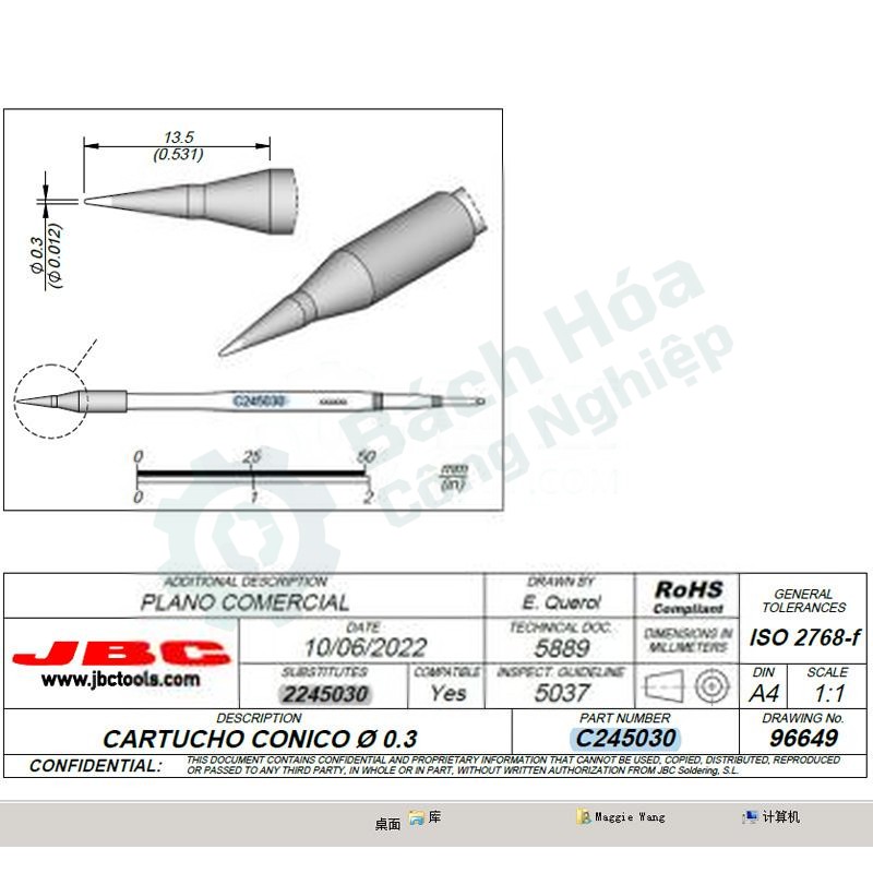 Đầu mỏ hàn (tip) JBC C245-030