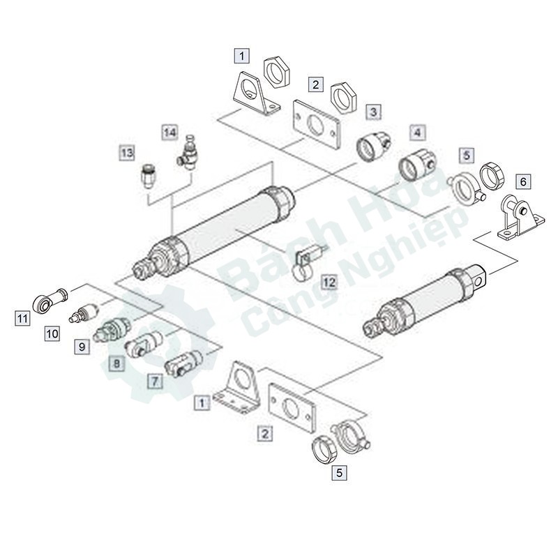 Đầu nối chữ I cho xi lanh khí nén MINDMAN I-MCMB25