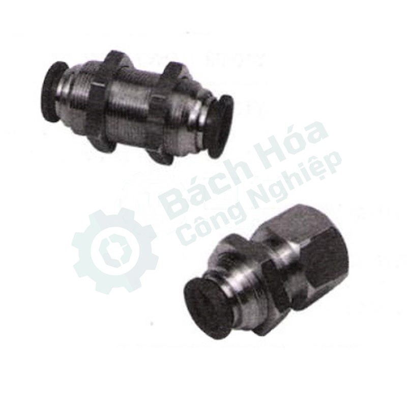 Đầu nối khí nén xuyên vách thẳng (cắm nhanh hai đầu) SANWA QWE8-00