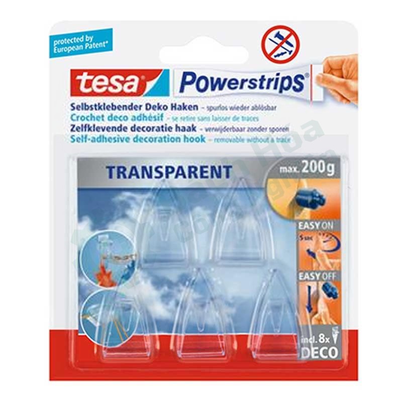 Móc treo trang trí không vết trong suốt TESA 58900-00013-20