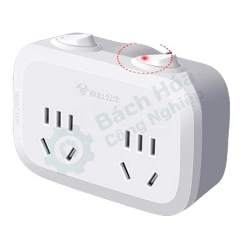 Phích chia ổ cắm (1 ra 2, 2 vị trí 5 lỗ) BULL GN-9323