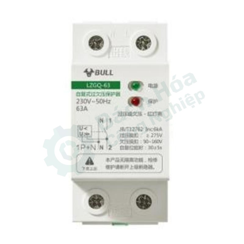Thiết bị bảo vệ quá áp/thấp áp tự phục hồi (1P+N 63A) BULL 13200193